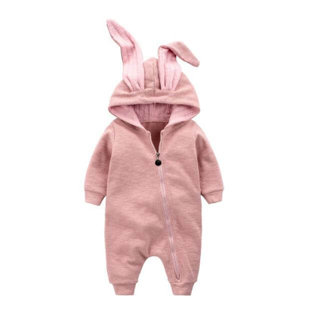 Warm Bunny Ear Rompers Winter Infant Rabbit Style Jumpsuit - Image 1