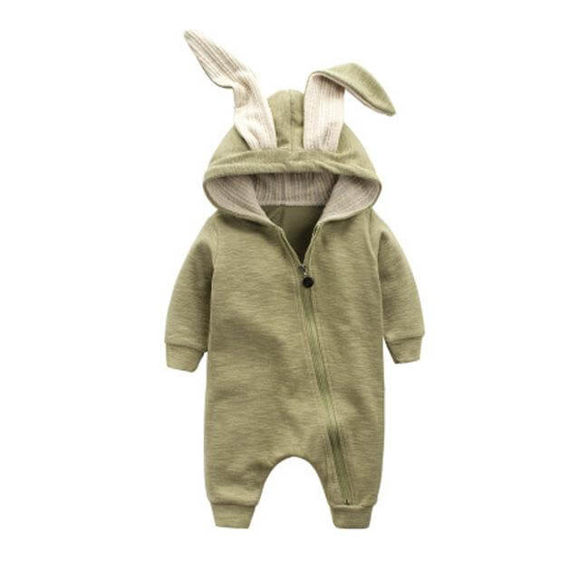 Warm Bunny Ear Rompers Winter Infant Rabbit Style Jumpsuit - Image 3