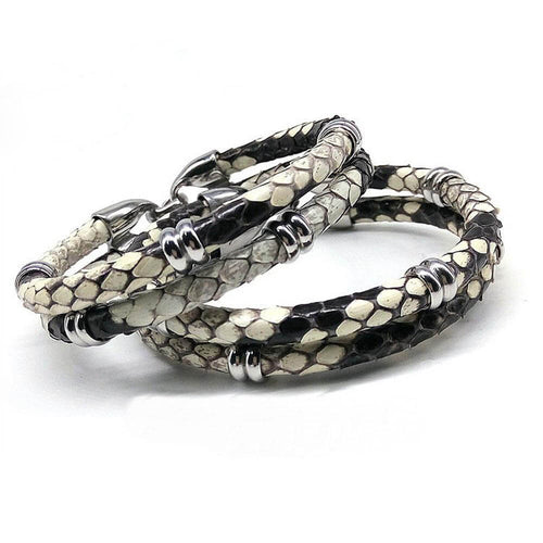 Black Python Skin Leather Bracelets - Image 0