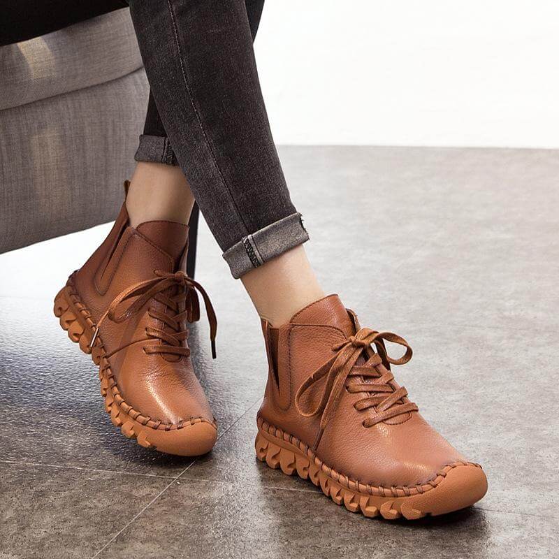 Casual Low Round Toe Leather Winter Shoes - Image 0