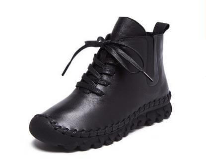 Casual Low Round Toe Leather Winter Shoes - Image 1