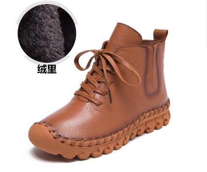 Casual Low Round Toe Leather Winter Shoes - Image 9