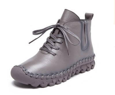 Casual Low Round Toe Leather Winter Shoes - Image 2