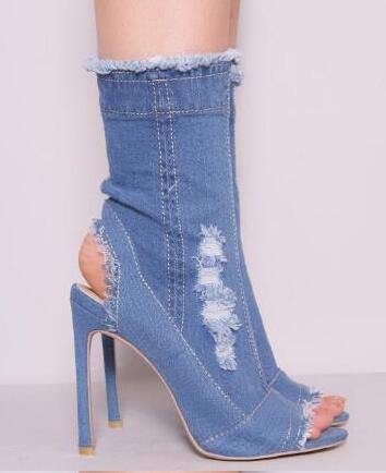 Charming Cute Women Jean High Heels - Image 8