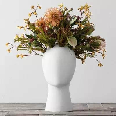 Creative Human Head White Black Decorative Ceramic Vase - Image 5