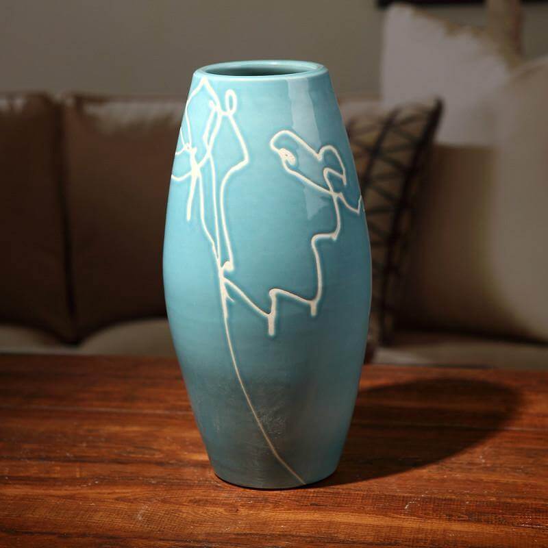 Creative Design Modern White Cream Blue Ceramic Vase