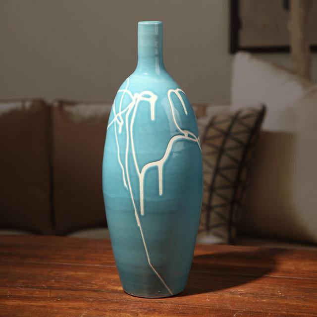 Creative Design Modern White Cream Blue Ceramic Vase - Image 7