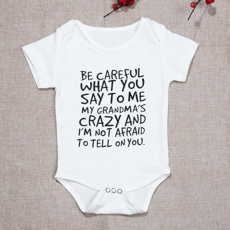 Baby Funny Letter Printed Bodysuit - Image 0