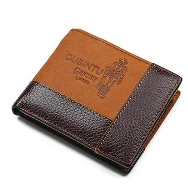 Genuine Leather Men Wallets with Coin Pocket Zipper