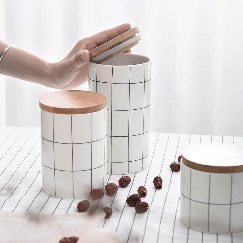 Ceramic Bamboo Cover Kitchen Food Container - Image 4