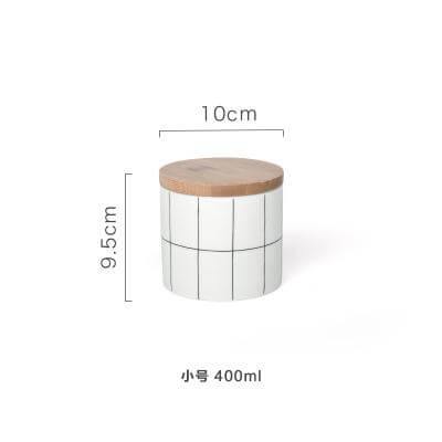 Ceramic Bamboo Cover Kitchen Food Container