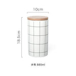 Ceramic Bamboo Cover Kitchen Food Container