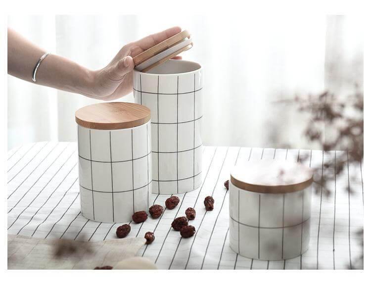 Ceramic Bamboo Cover Kitchen Food Container - Image 6