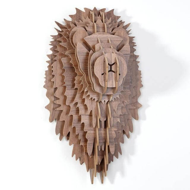 Chinese 3D Wood Lion Head - Image 1