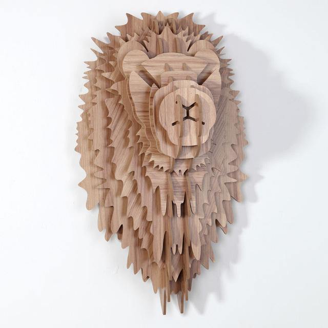 Chinese 3D Wood Lion Head