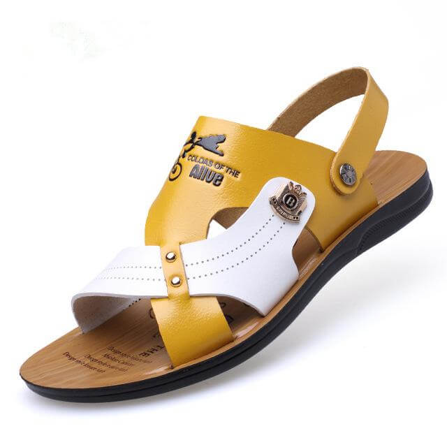 Summer Fashion Men Beach Slippers Breathable Leather - Image 3