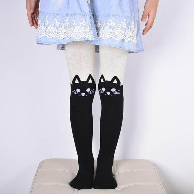 Cartoon Cat Printed Cotton Pantyhose - Image 9