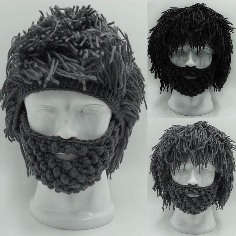 Handmade Knitted Men Winter Hat Mustache - Image 3