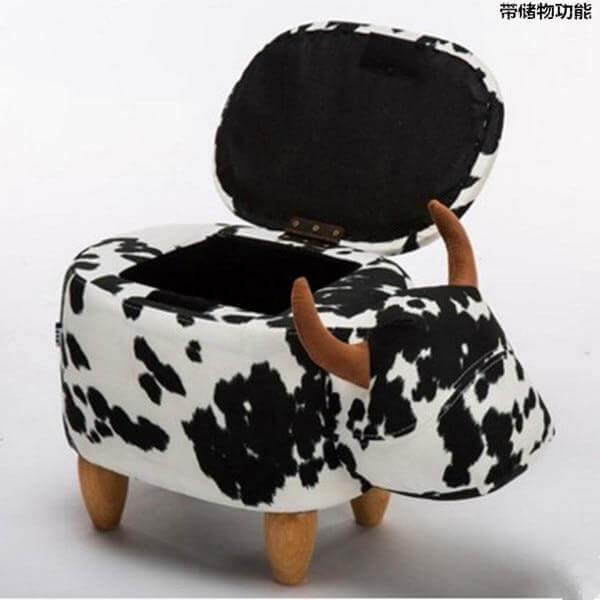 Cow Shape Ottoman Home decor with Storage - Image 4
