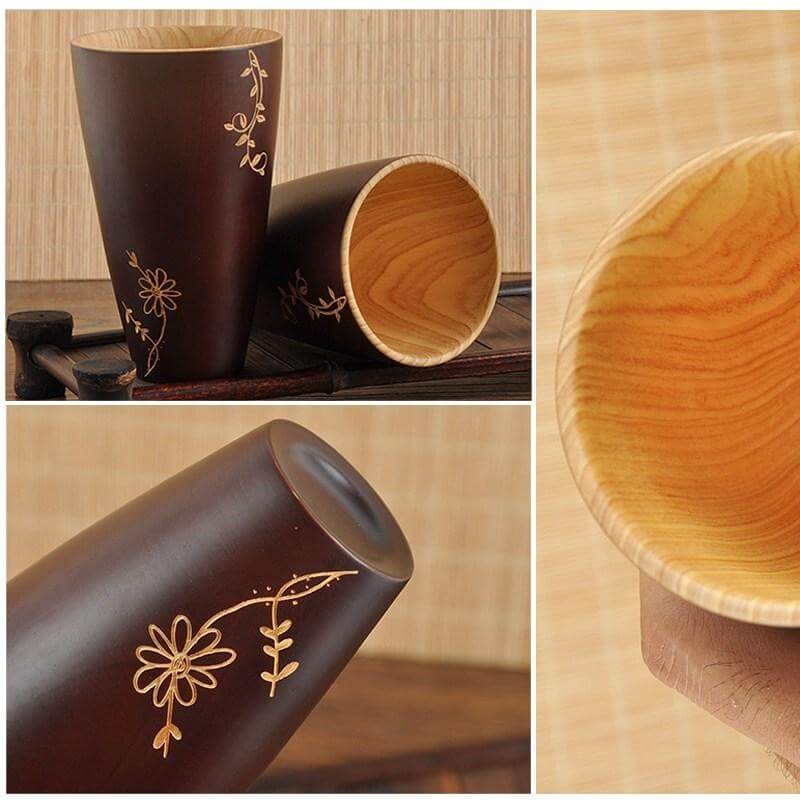 Natural Wooden Japanese Cup - Image 2