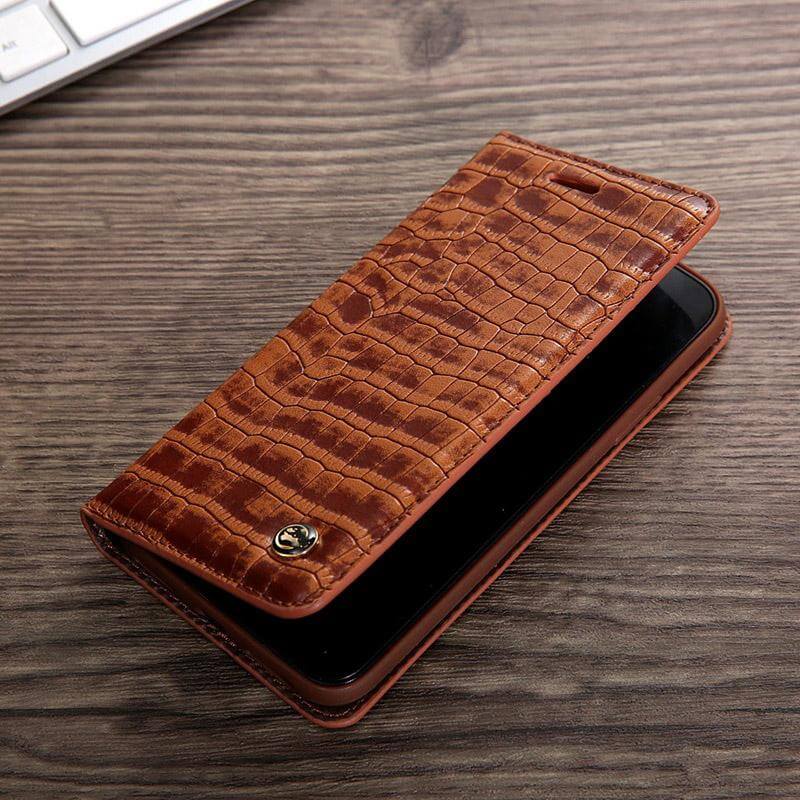 Luxury Flip Leather Crocodile Pattern Cases For iphone X and Other Models - Image 0