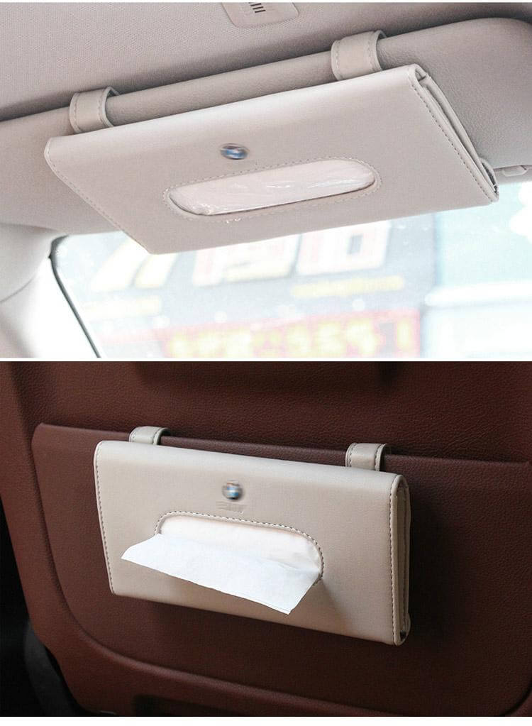 Car Sun Visor Leather Tissue Boxes - Image 2