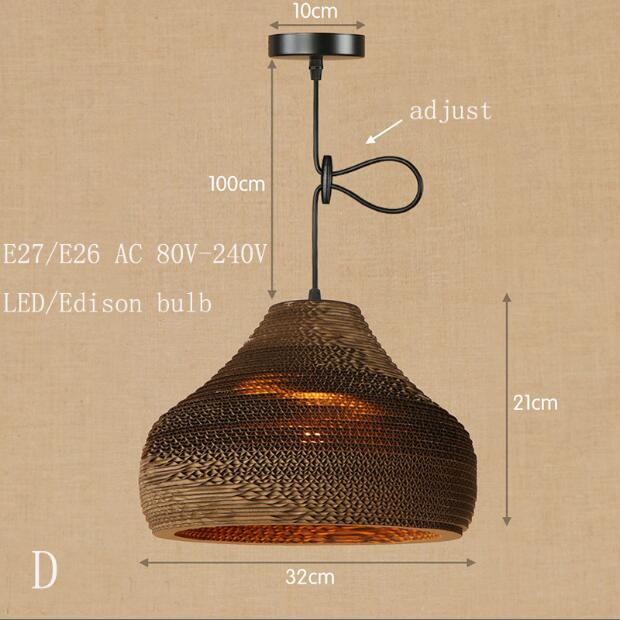 Modern Hanging Pendant LED Origami Paper Shade Lamp