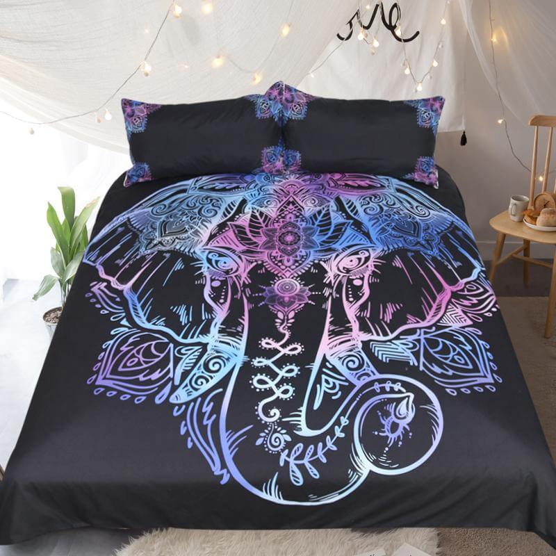 3pcs Bohemian Elephant Flower Comfortable Duvet Cover Bedding Set - Image 0