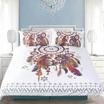 3pcs Luxury Hipster Watercolor Dreamcatcher Feathers Comfortable Duvet Cover Bedding Set - MaviGadget