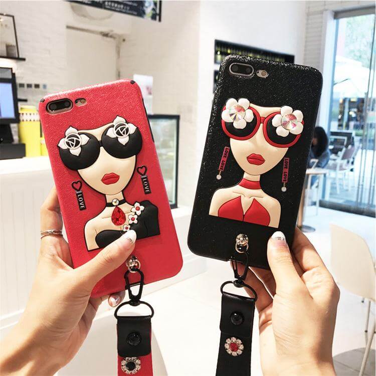 Sexy Sunglasses Iphone Cases with Flower Hand Strap - Image 0