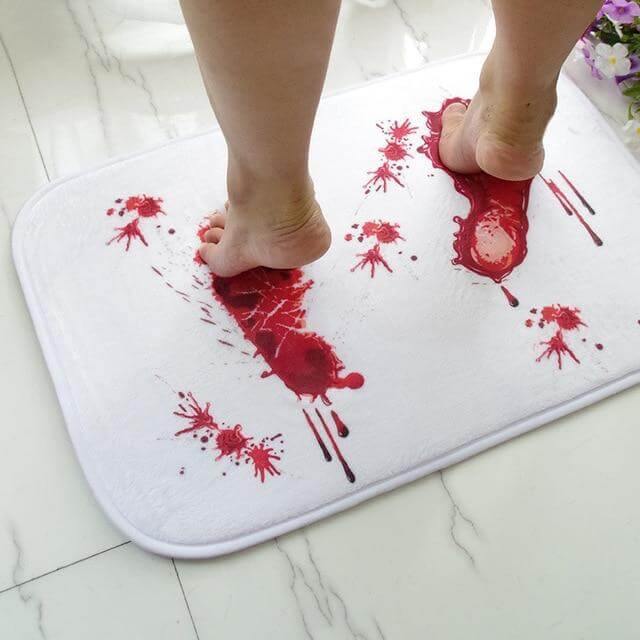 Red Footprint Microfiber Memory Foam Bath Mat - MaviGadget