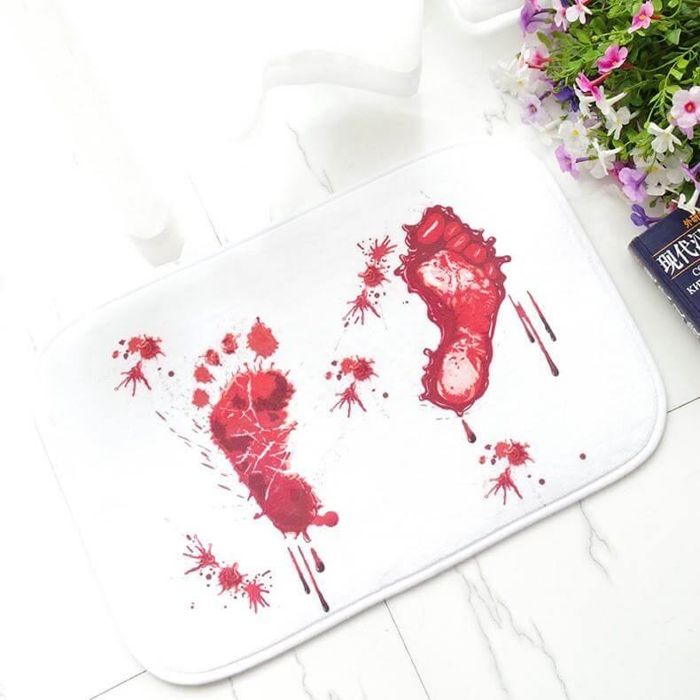 Red Footprint Microfiber Memory Foam Bath Mat - Image 4