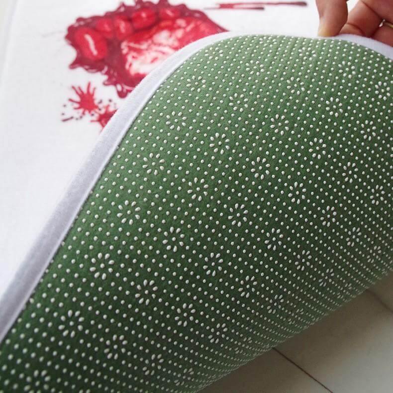 Red Footprint Microfiber Memory Foam Bath Mat - Image 3