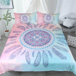 3pcs Mandala Pink and Blue Comfortable Duvet Cover Bedding Set