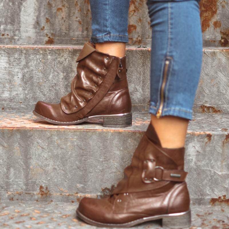 Leather Flat Ankle Winter Boots