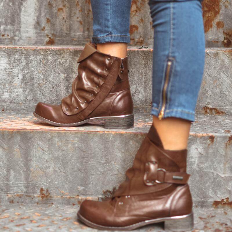 Leather Flat Ankle Winter Boots - Image 3