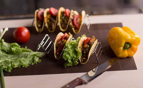 2pcs Metal Taco Holder Stand with Non-Slip Mat - Image 0
