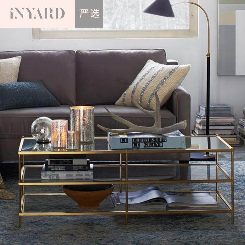 Nordic modern Glass Gold Silver Coffee Table - Image 0