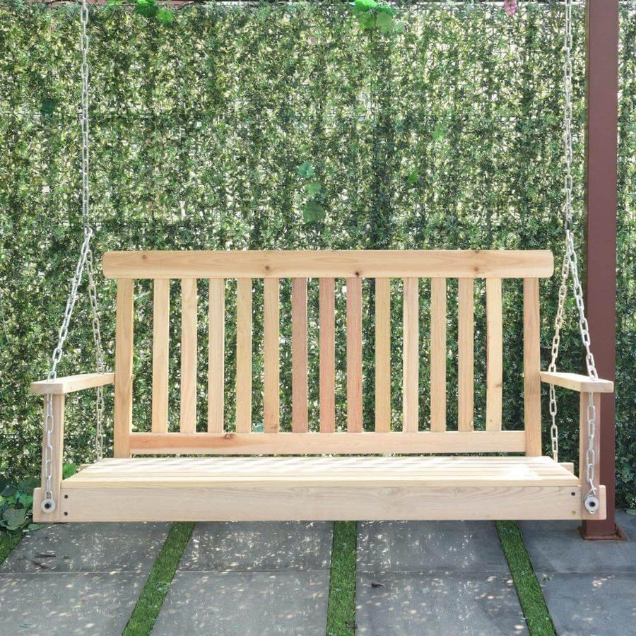 4 FT Natural Wood Garden Swing Bench - Image 4
