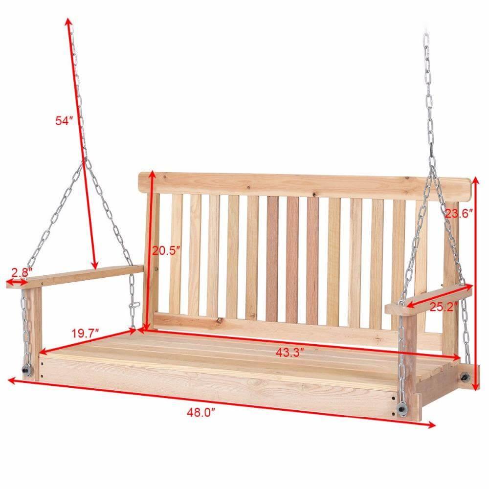 4 FT Natural Wood Garden Swing Bench