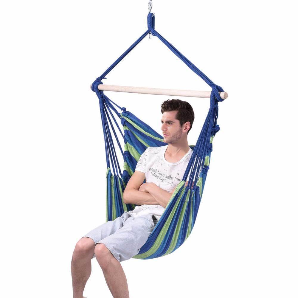 Garden Hammock Patio Porch Hanging Cotton Rope Swing Chair - MaviGadget