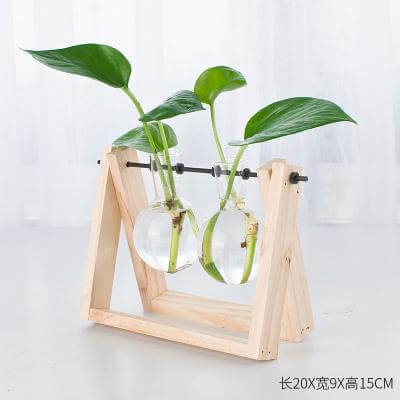 Decorative  Wooden Vase With Wooden Tray - Image 4