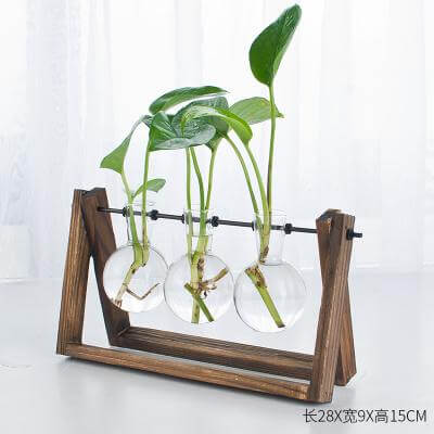 Decorative  Wooden Vase With Wooden Tray - Image 8