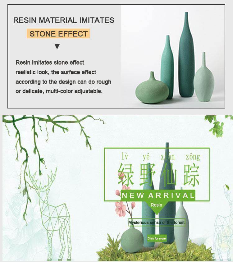 Interior Green Resin Flower Stone Vase for Home Decoration - Image 9