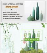 Interior Green Resin Flower Stone Vase for Home Decoration - MaviGadget