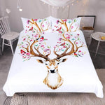 3pcs Elk Floral Moose Comfortable Duvet Cover Bedding Set - MaviGadget