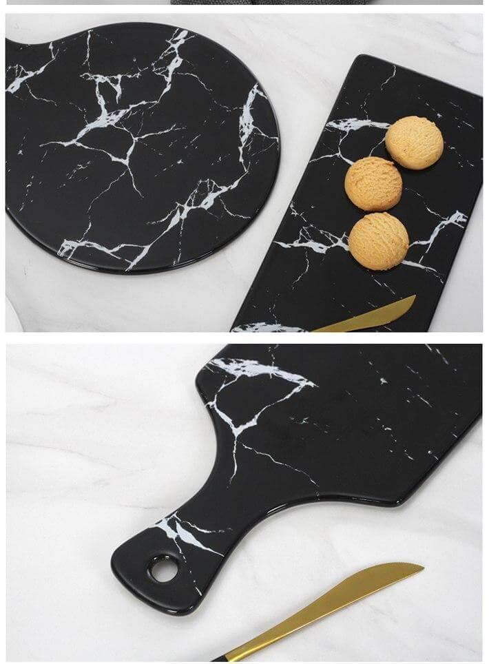 Luxury Ceramic Creative Marble Stripe Large Pizza Plate - Image 12