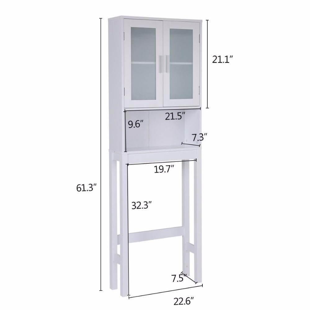 Wooden Over Toilet High Storage Cabinet Spacesaver Organizer - MaviGadget