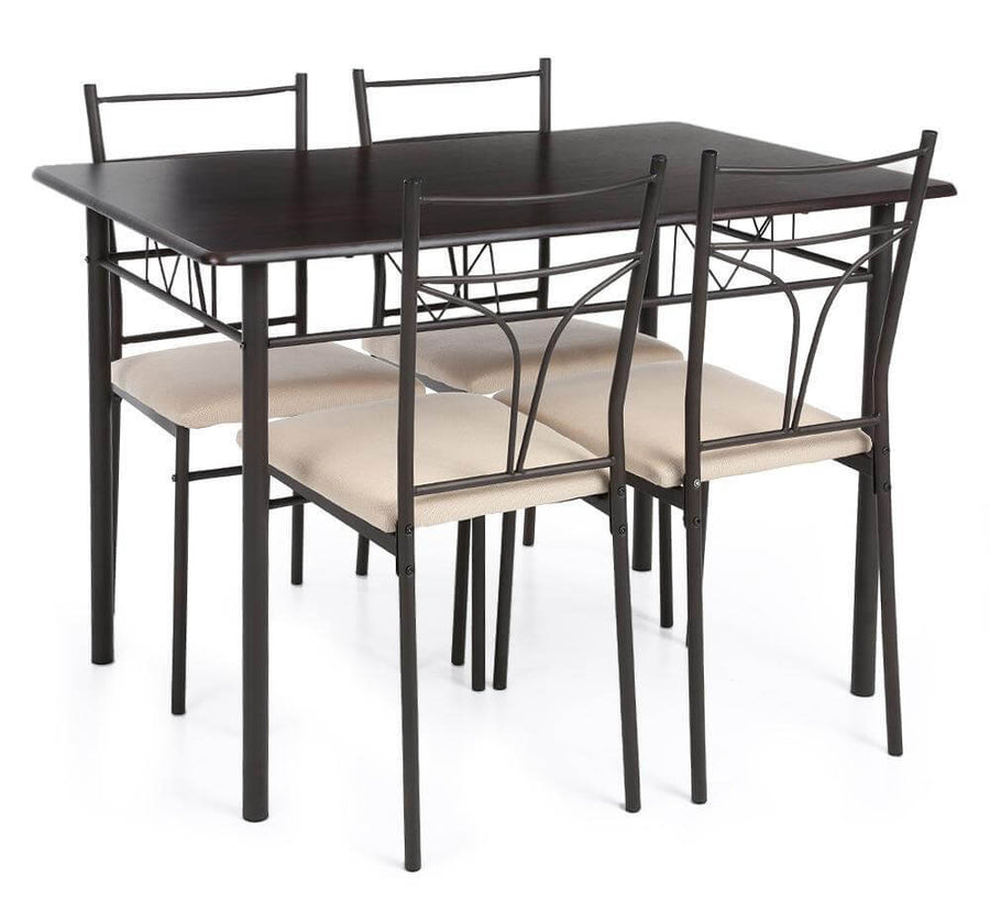 5PCS Modern Metal Frame Kitchen Table with Chairs - Image 0
