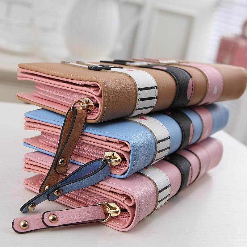 Modern Cat Stitching Zipper Wallet - Image 6